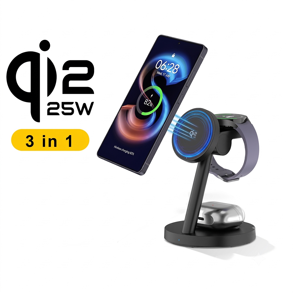 Smartwatch Ac - Stacja szybkiego ładowania bezprzewodowego 3w1 Qi2.2